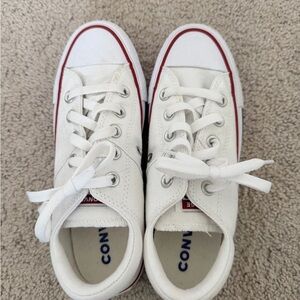 Converse White Canvas Low-Top Sneakers with Red Accent